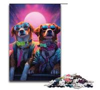 Adult Jigsaw Dog Sitting in Front of An Airplane 1000 Piece Puzzle Wooden Puzzle for Adults & Kids Age 12 Up Educational Toy 1000 PCS(75x50cm)