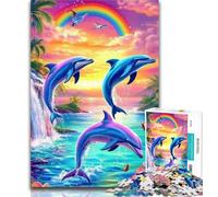 Adult Jigsaw Dream Dolphin 1000 Piece Jigsaw Puzzle for Adults Teens,Toys Educational Games Stress Relieving Great Gifts And Toys 50x75cm