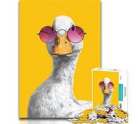 Adult Jigsaw Duck Wearing Sunglasses Jigsaw Puzzles 1000 Pieces for Adults Teens,with Fully Interlocking Randomly Shaped Pieces for And 14 Years Old 50x75cm