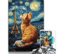 Adult Jigsaw Eiffel Cat 1000 Pieces Jigsaw Puzzles for Adults And Teens,Classic Educational Games Beautiful Decoration 50x75cm