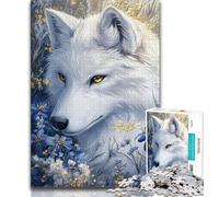 Adult Jigsaw Fantasy Animal White Wolf 1000 Pieces Jigsaw Puzzles for Adults And Teens,Challenging Game And Family Play Parent-child Interaction (50x75cm)
