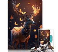 Adult Jigsaw Fantasy Butterflies Deer Jigsaw Puzzles for Adults 1000 Pieces,Vibrant And Unique Design Relaxing & Challenging Puzzle Experience (38x26cm)