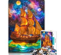 Adult Jigsaw Fantasy Pirate Ship 1000 Pieces Jigsaw Puzzles for Adults And Teens,Toy Intellectual Game Artists Collection, Fine Art 50x75cm