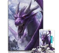 Adult Jigsaw Fantasy Purple Flying Dragon 1000 Pieces Jigsaw Puzzles for Adults And Teens,Challenging Game And Family Play Parent-child Interaction (50x75cm)