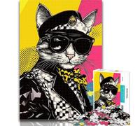 Adult Jigsaw Fashion Cat Jigsaw Puzzles for Teenagers 1000,Family Game Stress Reliever Difficult Challenge Secret Santa Gifts 50x75cm