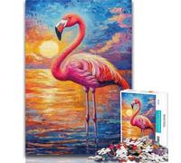 Adult Jigsaw Flamingo by Water Sunset 1000 Pieces Jigsaw Puzzles for Adults And Teens,Classic Educational Games Beautiful Decoration 50x75cm
