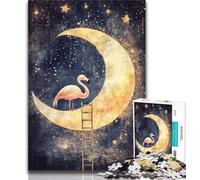 Adult Jigsaw Flamingos Under The Moon 1000 Pieces Jigsaw Puzzle For Adults Teens,for Age 14+ Impossible Game Best Gift for Adults And Teenagers 50x75cm
