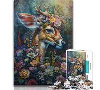 Adult Jigsaw Floral Deer 1000 Pieces Jigsaw Puzzle For Adults Teens,Staycation Kill Time Enhance Love between Couples (50x75cm)