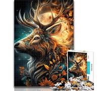 Adult Jigsaw Flower Deer 1000 Piece Jigsaw Puzzle for Adults And Teenagers,for Educational Game Challenge Toy Artists Collection, Fine Art 50x75cm