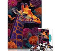 Adult Jigsaw Flower Giraffe 1000 Pieces Jigsaw Puzzles for Adults And Teens,Train Your Brain And Hands Gifts for Friends And Family 50x75cm