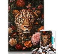 Adult Jigsaw Flower Leopard Jigsaw Puzzles 1000 Pieces for Adults Teens,for Age 14+ Impossible Game Best Gift for Adults And Teenagers 26x38cm