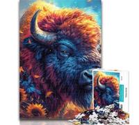 Adult Jigsaw Flowers And Bison Jigsaw Puzzles for Adults 1000 Pieces,Vibrant And Unique Design Relaxing & Challenging Puzzle Experience 75x50cm