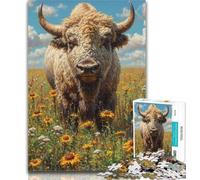 Adult Jigsaw Flowers And Bison Jigsaw Puzzles for Adults 1000,Wall Decoration Unique Birthday And Xmas Gifts Suitable for And 14 50x75cm