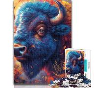 Adult Jigsaw Flowers And Bison Jigsaws Puzzles 1000 Pieces for Adults Gifts,Brain Teaser Game Wall Decoration Unique Birthday And Xmas Gifts 26x38cm