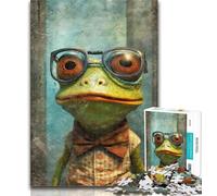 Adult Jigsaw Frog Wearing Glasses Jigsaw Puzzles 1000 Pieces for Adults Teens,with Fully Interlocking Randomly Shaped Pieces for And 14 Years Old 50x75cm