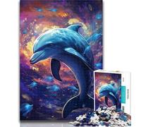 Adult Jigsaw Galaxy Dolphin 1000 Pieces Jigsaw Puzzles for Adults And Teens,Challenging Game And Family Play Parent-child Interaction 26x38cm