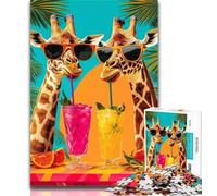 Adult Jigsaw Giraffe Drinking A Drink Jigsaw Puzzles 1000 Pieces for Adults Teens,Toys Educational Games Stress Relieving Artists Collection, Fine Art 50x75cm