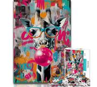 Adult Jigsaw Giraffe Graffiti Jigsaw Puzzles for Teenagers 1000 Piece,Birthday Gift Idea for Adults, Family Game And Hobby (50x75cm)