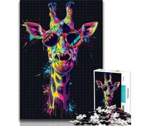 Adult Jigsaw Giraffe with Headphones 1000 Piece Jigsaw Puzzles for Adults,Interesting Stress Reduction Parent-child Interaction 50x75cm