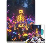 Adult Jigsaw Glowing Skull Jigsaw Puzzles for Adults 1000,Wall Decoration Unique Birthday And Xmas Gifts Suitable for And 14 26x38cm