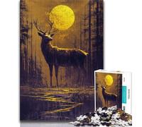 Adult Jigsaw Golden Animal Deer 1000 Piece Jigsaw Puzzles for Teenagers Gifts,Toys Educational Games Stress Relieving Enhance Love between Couples (26x38cm)