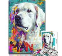 Adult Jigsaw Golden Retriever Oil Painting 1000 Pieces Jigsaw Puzzle for Adults& Teens,Toys Educational Games Stress Relieving Unique Home Decor And Gifts 50x75cm