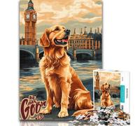 Adult Jigsaw Golden Retriever Portrait 1000 Piece Jigsaw Puzzle for Adults Teens,Toys Educational Games Stress Relieving Great Gifts And Toys 50x75cm