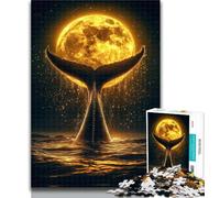 Adult Jigsaw Golden Whale Tail Jigsaws 1000 Pieces for Teenagers,Stress Reliever Difficult Challenge Enhance Love between Couples 50x75cm