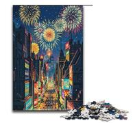Adult Jigsaw Gorgeous Fireworks 1000 Piece Puzzle Wooden Puzzle for Adults & Kids Age 12 Up Educational Toy 1000 PCS(38x26cm)