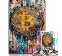 Adult Jigsaw Graffiti Bitcoin 1000 Piece Jigsaw Puzzles for Teenagers,Train Your Brain And Hands Birthday Present, Gifts 26x38cm