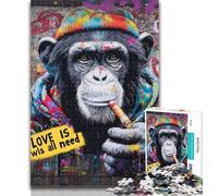 Adult Jigsaw Graffiti Chimpanzee 1000 Piece Jigsaw Puzzles for Teenagers,Train Your Brain And Hands Birthday Present, Gifts 50x75cm