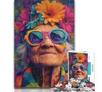 Adult Jigsaw Grandma And Flowers 1000 Piece Jigsaw Puzzles for Adults,Interesting Stress Reduction Parent-child Interaction 26x38cm