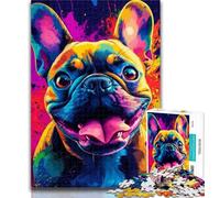 Adult Jigsaw Happy Bulldog 1000 Piece Jigsaw Puzzles for Adults Gifts,Educational Games Home Decoration Artists Collection, Fine Art 26x38cm
