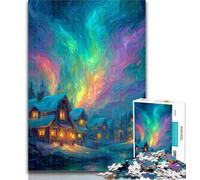 Adult Jigsaw Houses Under The Aurora 1000 Pieces Jigsaw Puzzles for Adults And Teens,Challenging Game And Family Play Parent-child Interaction 50x75cm