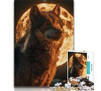 Adult Jigsaw Howling Wolf 1000 Piece Jigsaw Puzzles for Adults Gifts,Toys Educational Games Stress Relieving Wishlist with Santa Claus (38x26cm)