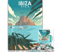 Adult Jigsaw Ibiza Spain Vintage Art Jigsaw Puzzle 1000 Pieces for Teenagers,Stress Reliever Difficult Challenge Unique Home Decor And Gifts 26x38cm