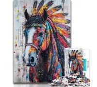 Adult Jigsaw Indian Horse 1000 Piece Jigsaw Puzzles for Teenagers,Train Your Brain And Hands Birthday Present, Gifts 50x75cm