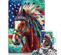 Adult Jigsaw Indian Horse Jigsaw Puzzles for Teenagers 1000 Piece,Birthday Gift Idea for Adults, Family Game And Hobby 26x38cm