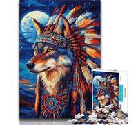 Adult Jigsaw Indian Wolf 1000 Pieces Jigsaw Puzzle for Adults& Teens,Toys Educational Games Stress Relieving Unique Home Decor And Gifts 50x75cm