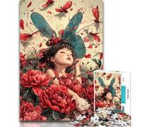 Adult Jigsaw Insect Girl 1000 Piece Jigsaw Puzzle for Adults Teens,Toys Educational Games Stress Relieving Parent-child Interaction 50x75cm