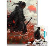 Adult Jigsaw Japanese Style Ninja 1000 Piece Jigsaw Puzzle for Adults And Teenagers,with Matching Poster And Trivia Sheet for Age 14 50x75cm