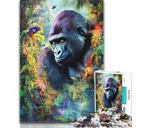 Adult Jigsaw Jungle Chimpanzee 1000 Piece Jigsaw Puzzle for Adults And Teenagers,with Matching Poster And Trivia Sheet for Age 14 26x38cm
