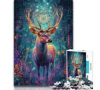 Adult Jigsaw Jungle Psychedelic Deer 1000 Piece Jigsaw Puzzle for Adults And Teenagers,for Educational Game Challenge Toy Artists Collection, Fine Art 50x75cm
