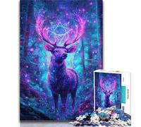 Adult Jigsaw Jungle Psychedelic Deer 1000 Piece Jigsaw Puzzle for Adults And Teenagers,Vibrant And Unique Design Relaxing & Challenging Puzzle Experience 26x38cm