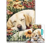 Adult Jigsaw Labrador in The Flowers 1000 Piece Jigsaw Puzzles for Teenagers,Train Your Brain And Hands Birthday Present, Gifts 50x75cm
