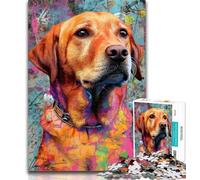 Adult Jigsaw Labrador Retriever Oil Painting 1000 Pieces Jigsaw Puzzles for Adults And Teens,Classic Educational Games Beautiful Decoration 26x38cm