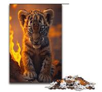 Adult Jigsaw Little Fire Tigers 1000 Piece Puzzle Wooden Puzzle for Adults & Kids Age 12 Up Educational Toy 1000 PCS(38x26cm)