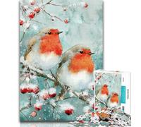 Adult Jigsaw Little Red Robins 1000 Piece Jigsaw Puzzles for Adults Gifts,Toys Educational Games Stress Relieving Wishlist with Santa Claus 75x50cm