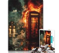 Adult Jigsaw London Telephone Booth Adult Jigsaws 1000 Pieces Difficult,Toys Educational Games Stress Relieving Wishlist with Santa Claus 50x75cm