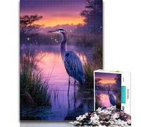 Adult Jigsaw Lone Heron 1000 Piece Jigsaw Puzzles for Teenagers Gifts,Toys Educational Games Stress Relieving Enhance Love between Couples 26x38cm